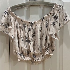 Creme Off the Shoulder Floral Top